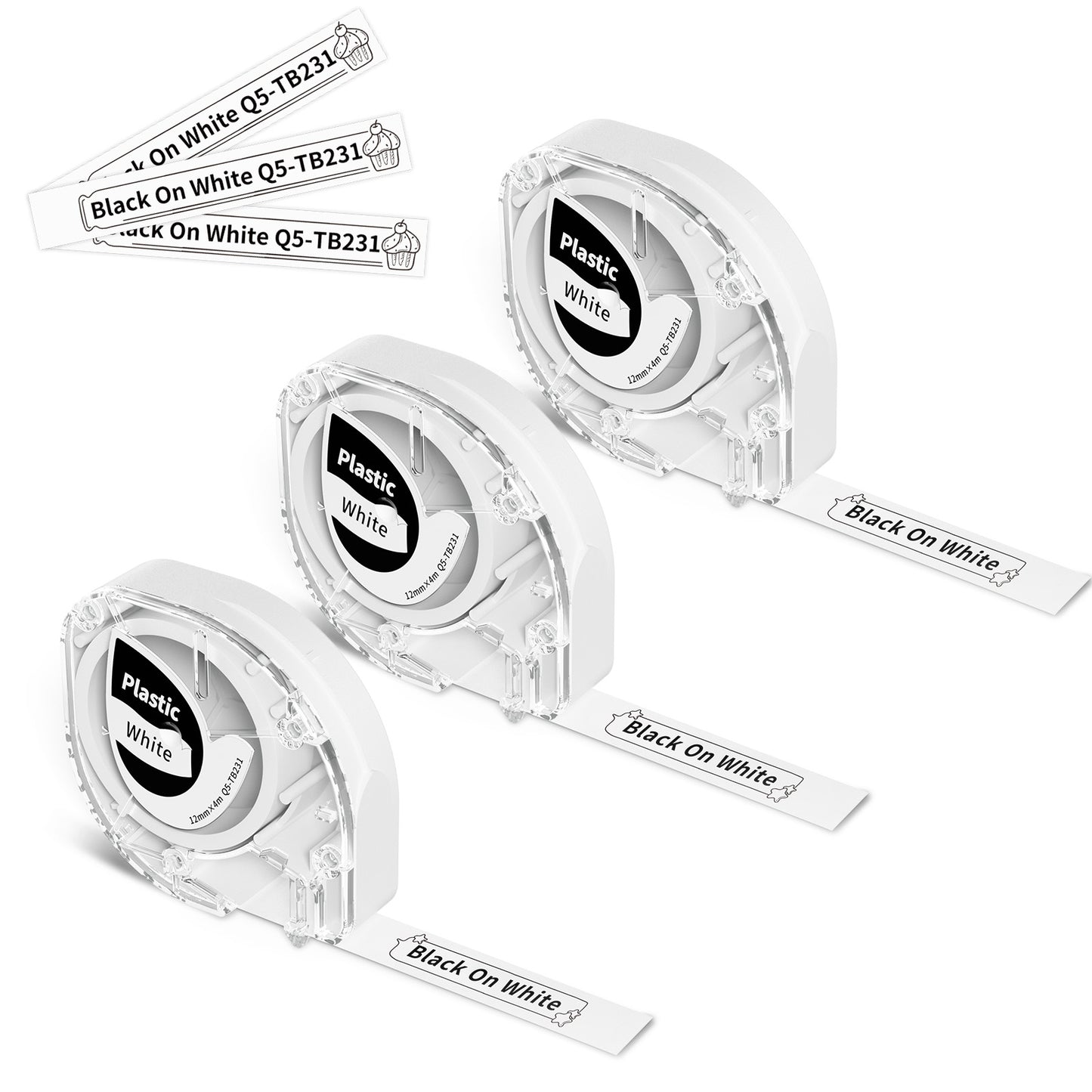 Q5-TB231 white Plastic Label Tape Replacement for Dymo Letratag Refills 91331, Compatible with Dymo Label Maker Refills 1/2 x 13 for Letra Tag for LT100H 200B Phomemo P12 P12 Pro Label Maker