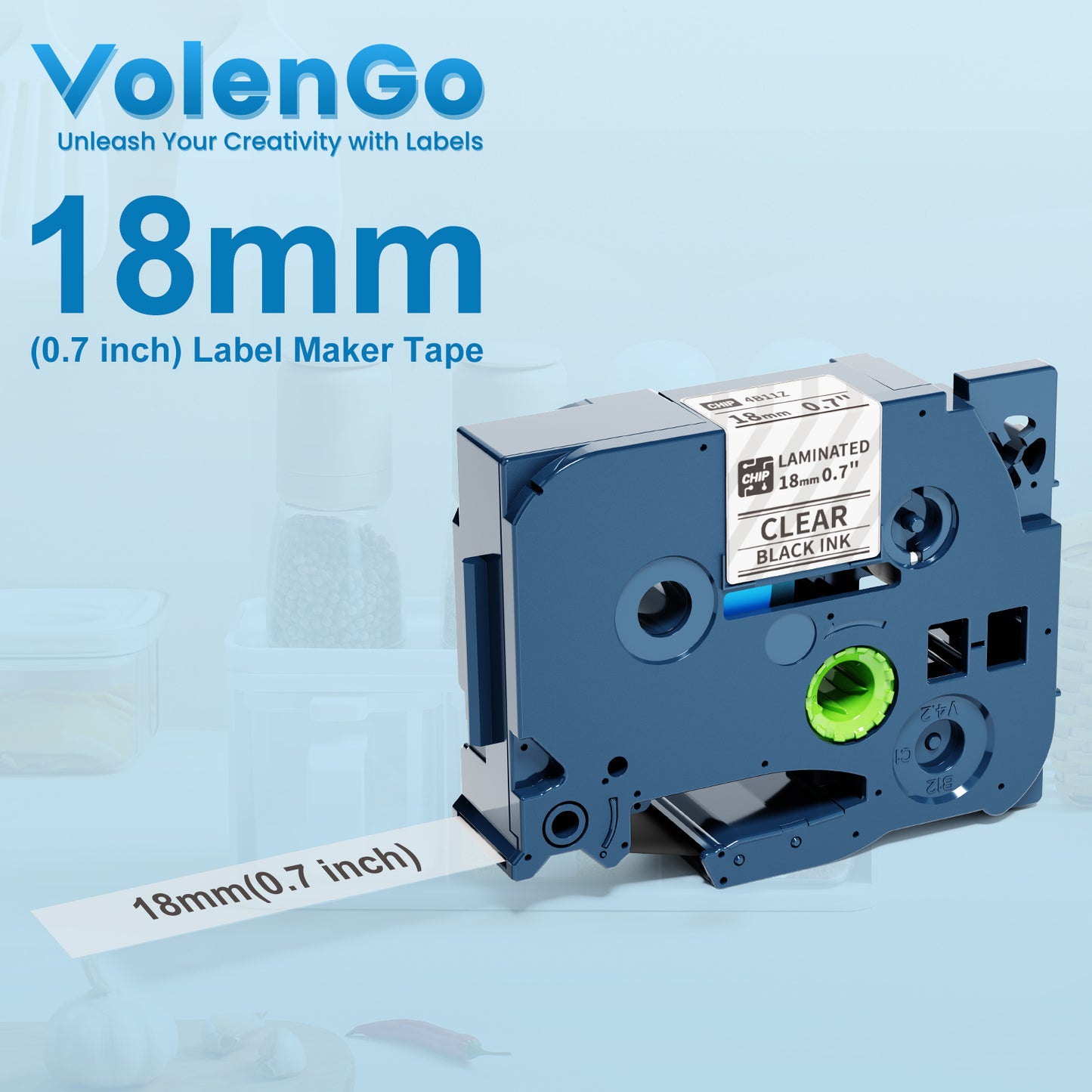 Label Tape Compatible with Brother P-Touch, 0.7 inch Label Maker Machine Tape, PT-D400 PTD400AD PT-D410 PT-D600 PT-P750W Tape, 18mm Laminated Label Refills, Black on Clear Labeiling Tape