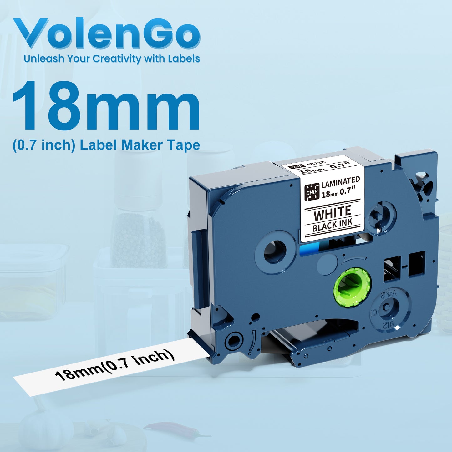Label Tape Compatible with Brother P-Touch, 0.7 inch 18mm Label Maker Machine Tape, PT-D400 PTD400AD PT-D410 PT-D600 PT-P750W Tape, Laminated Label Refills, Black on White Labeling Tape