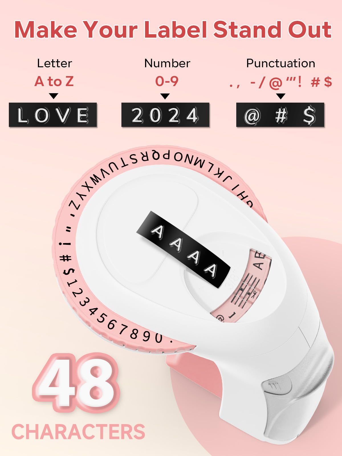 VolenGo Pink Embossing Label Maker Machine with 3 Rolls 3D Plastic 0.35inch 9mm Lamination Embossed Labeling Tapes, Vintage & Portable Embosser, Lightweight Retro Labeler Easy to use