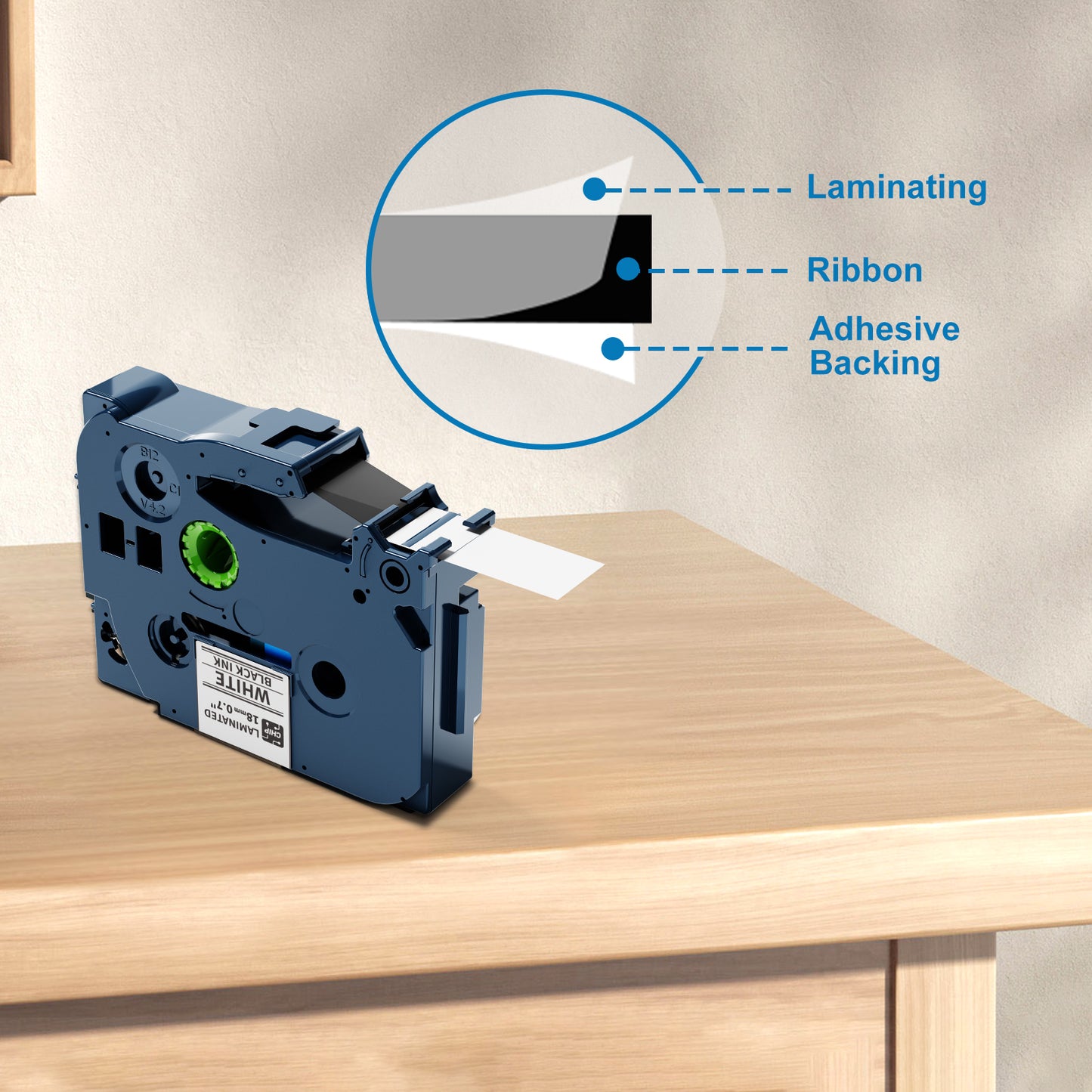 Label Tape Compatible with Brother P-Touch, 0.7 inch 18mm Label Maker Machine Tape, PT-D400 PTD400AD PT-D410 PT-D600 PT-P750W Tape, Laminated Label Refills, Black on White Labeling Tape