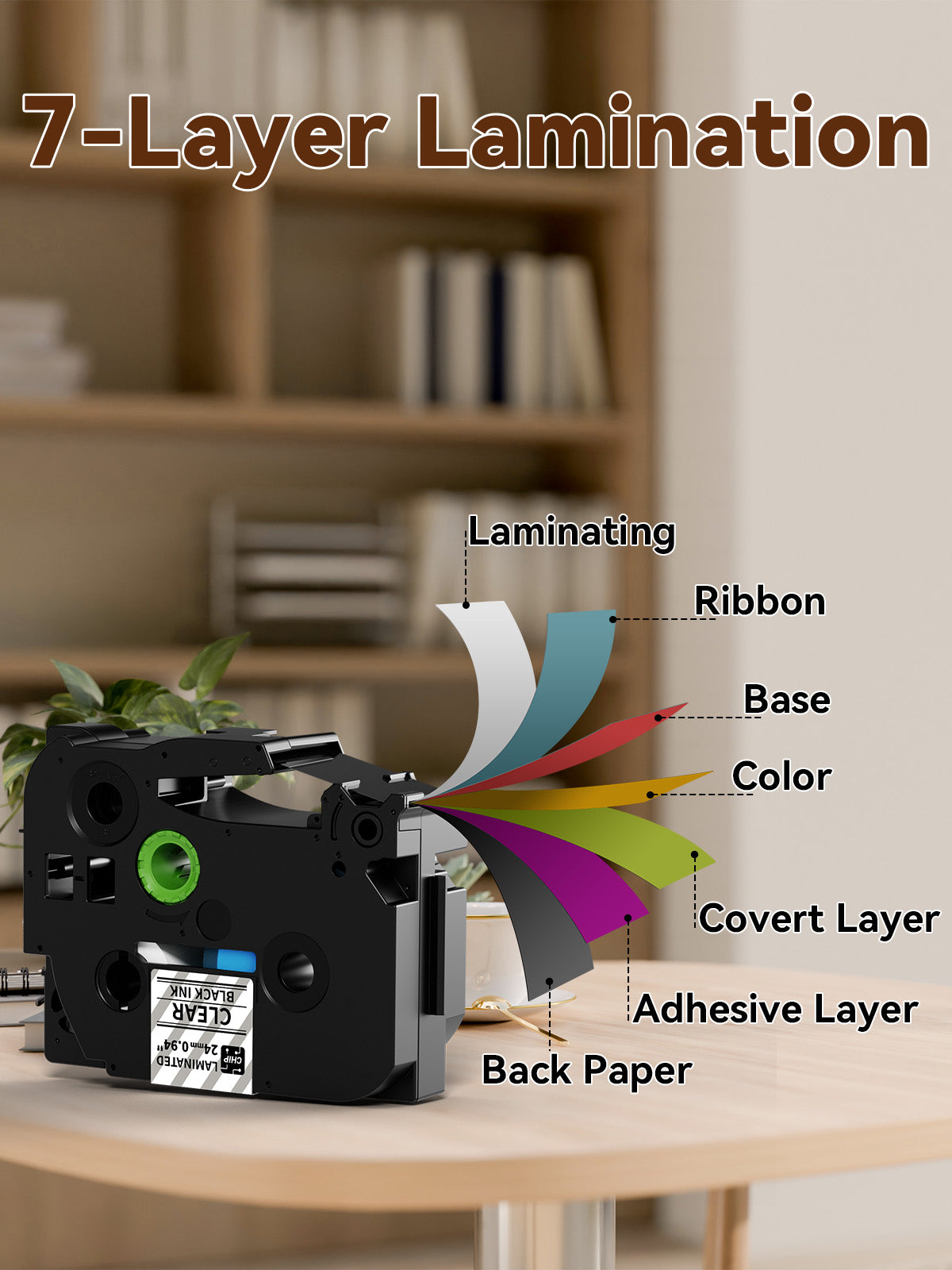 Tze Tz Tape 24mm 0.94'' Laminated Black on Clear Label Tape Compatible for Brother P-Touch Tz-151 TZ151 TZe-151 TZE-151 for Ptouch PT-D600 PT-D610BT PT-P710BT P780BT, 1inch x 26.2feet/4 Packs-VolenGo