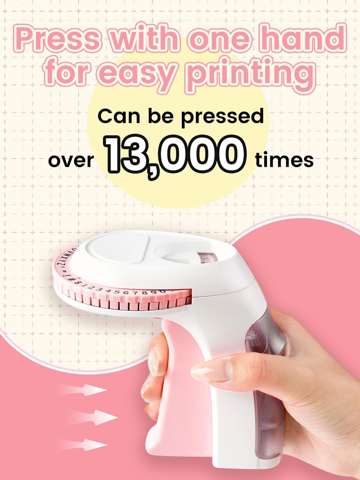 VolenGo Pink Embossing Label Maker Machine with 3 Rolls 3D Plastic 0.35inch 9mm Lamination Embossed Labeling Tapes, Vintage & Portable Embosser, Lightweight Retro Labeler Easy to use