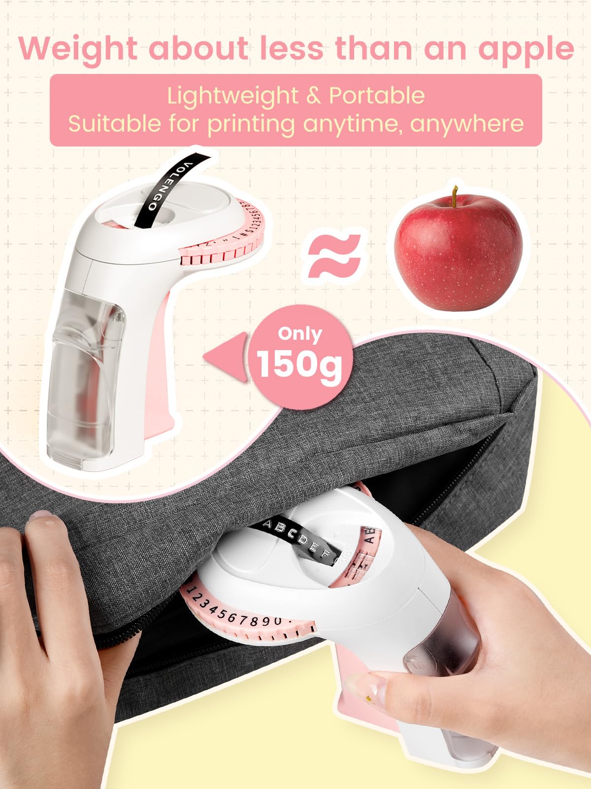 VolenGo Pink Embossing Label Maker Machine with 3 Rolls 3D Plastic 0.35inch 9mm Lamination Embossed Labeling Tapes, Vintage & Portable Embosser, Lightweight Retro Labeler Easy to use