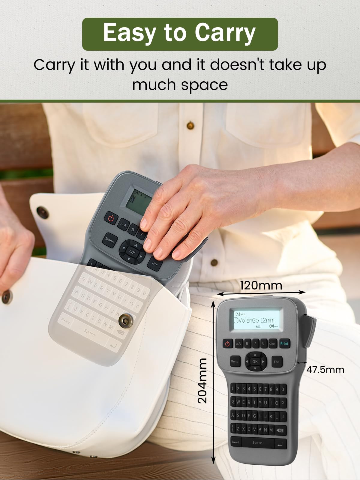 VolenGo Label Maker, Bluetooth Label Maker Machine with Tape, QWERTY Keyboard & Large Backlit Display Portable Rechargeable Labeler, Easy-to-Use for Home/School/Office Organization