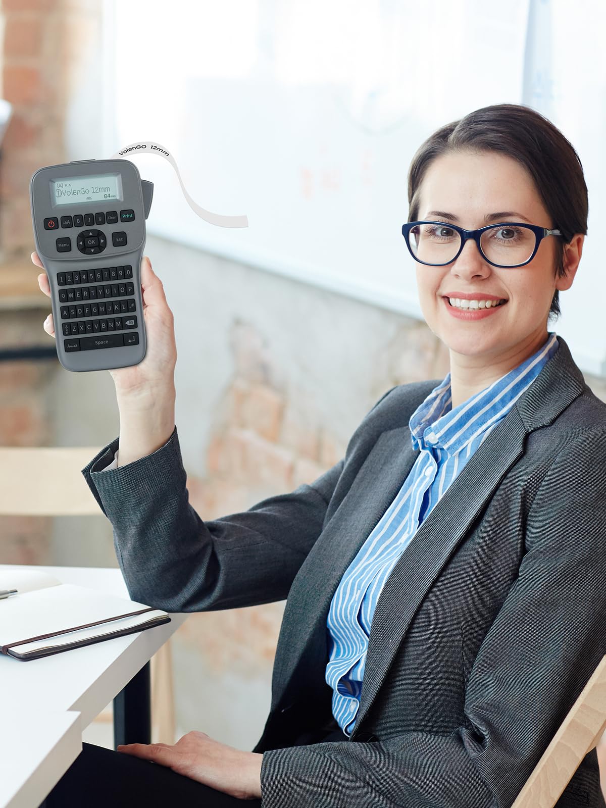 VolenGo Label Maker, Bluetooth Label Maker Machine with Tape, QWERTY Keyboard & Large Backlit Display Portable Rechargeable Labeler, Easy-to-Use for Home/School/Office Organization