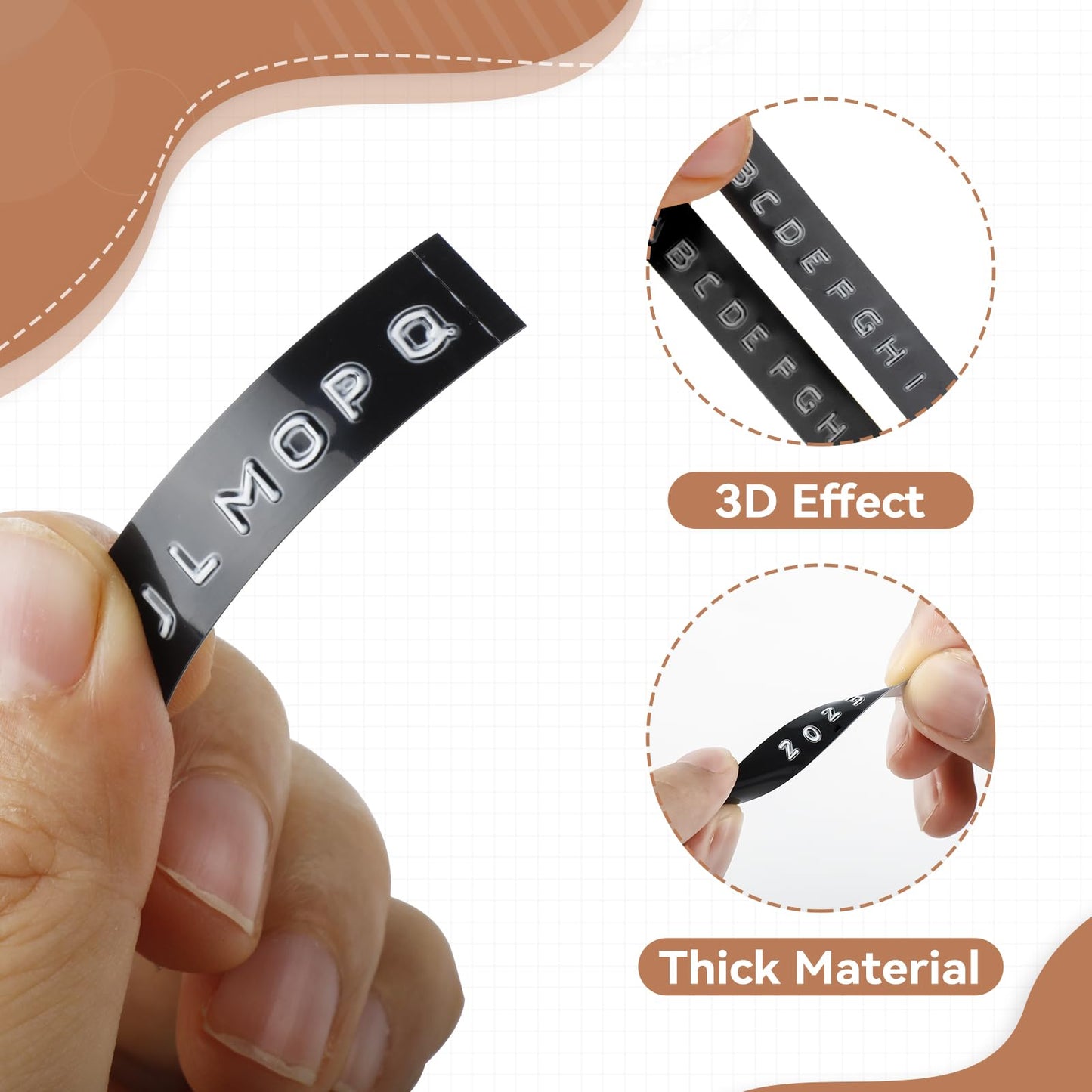 VolenGo Embossing Label Maker Machine Tapes, 3D Plastic Omega S Label Tape, Compatible with Dymo Xpress Pro 12965 DYM12966, 3/8 inch x 3m White on Multi-Color Embossing Label Maker Refill, 6 Packs.