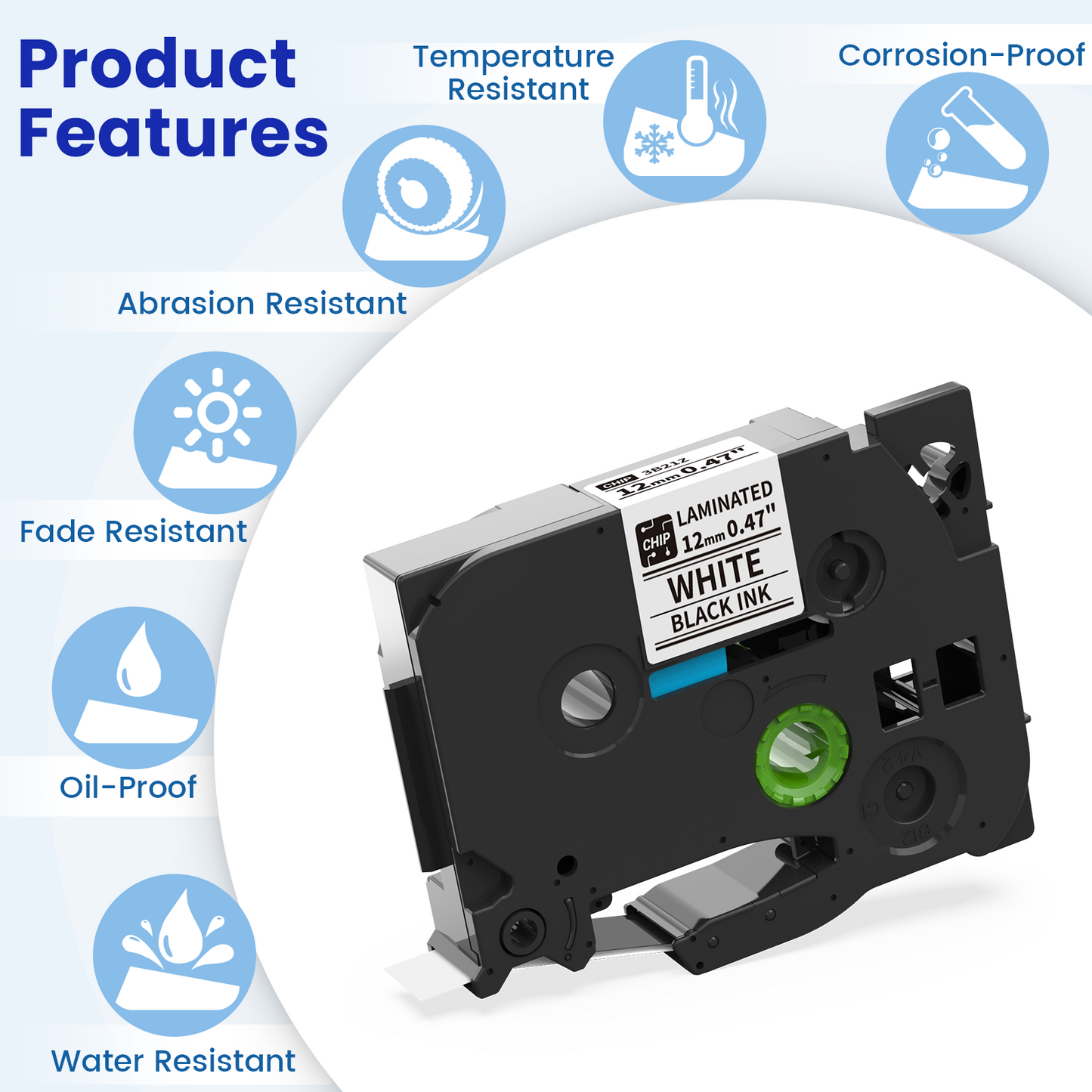 VolenGo Label Tape Replacement for TZe231 TZ-231 Tape Compatible with Brother P Touch for PT-D400 / H105 / 1010 / 1000 / 1280 Label Maker, 12mm*8m 5-Pack, Black on White