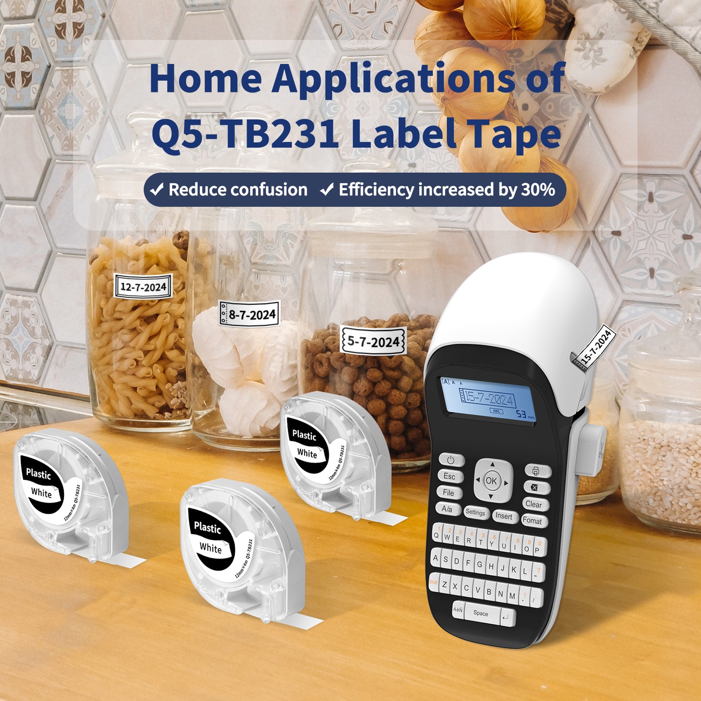 Q5-TB231 white Plastic Label Tape Replacement for Dymo Letratag Refills 91331, Compatible with Dymo Label Maker Refills 1/2 x 13 for Letra Tag for LT100H 200B Phomemo P12 P12 Pro Label Maker