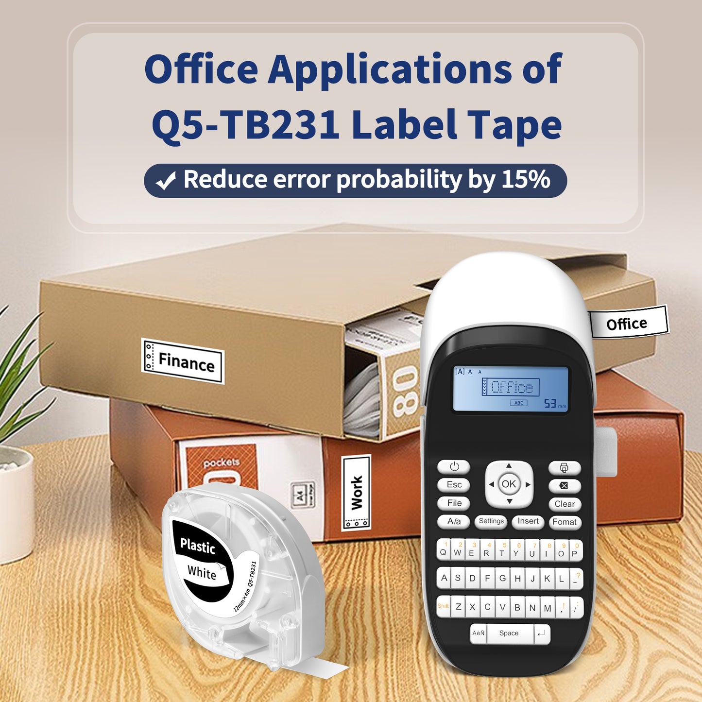 Q5-TB231 white Plastic Label Tape Replacement for Dymo Letratag Refills 91331, Compatible with Dymo Label Maker Refills 1/2 x 13 for Letra Tag for LT100H 200B Phomemo P12 P12 Pro Label Maker