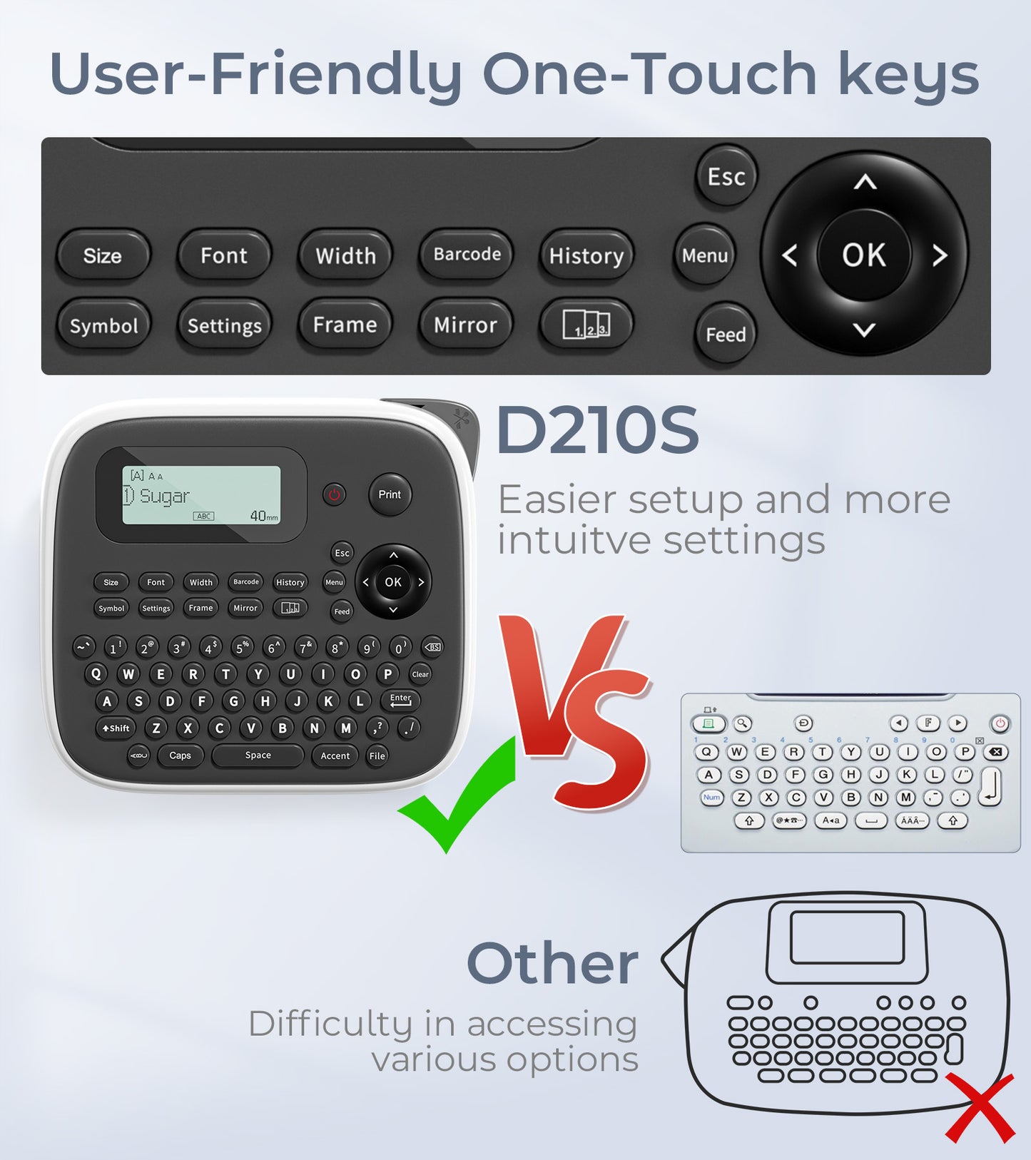 D210s Label Maker Machine with Tape