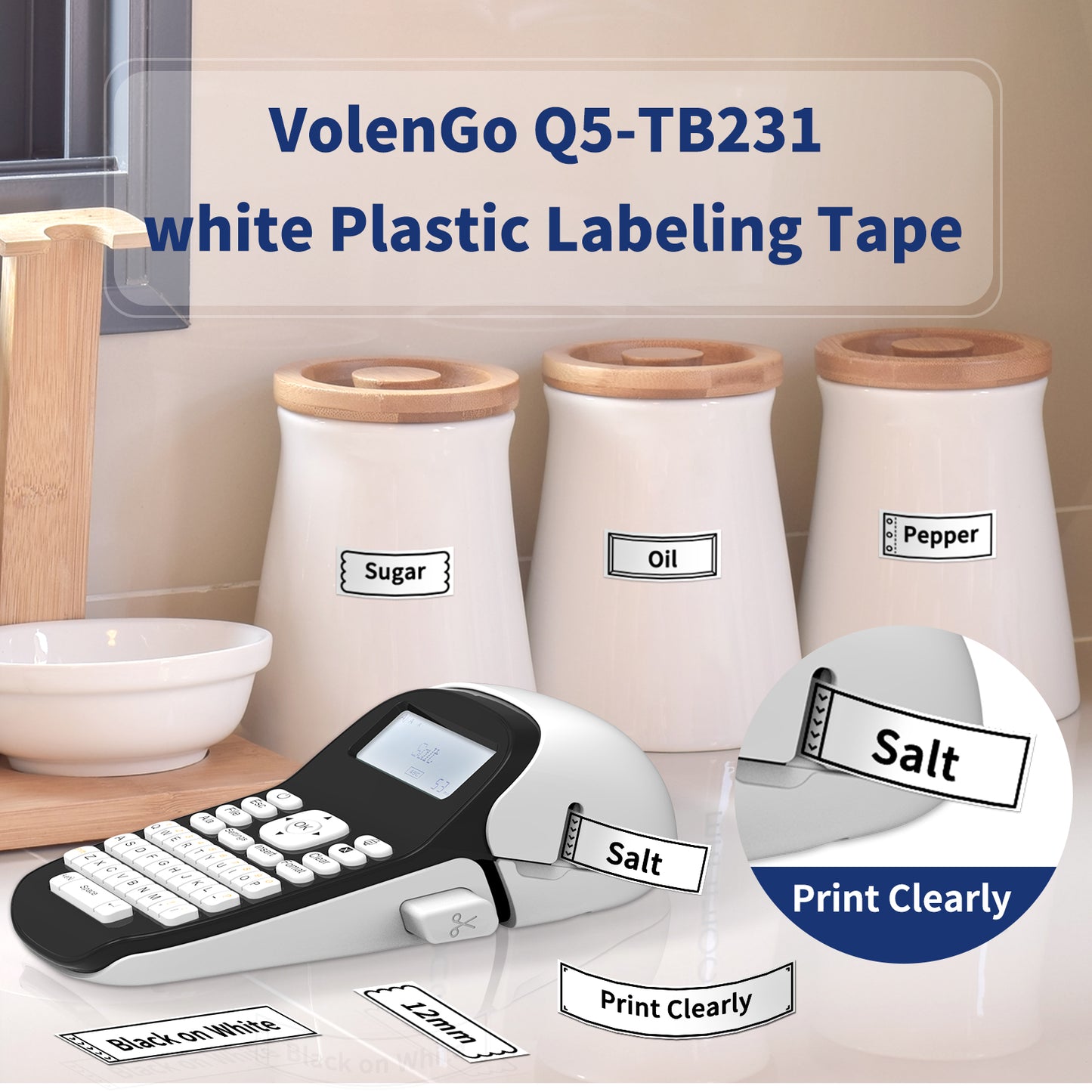 Q5-TB231 white Plastic Label Tape Replacement for Dymo Letratag Refills 91331, Compatible with Dymo Label Maker Refills 1/2 x 13 for Letra Tag for LT100H 200B Phomemo P12 P12 Pro Label Maker