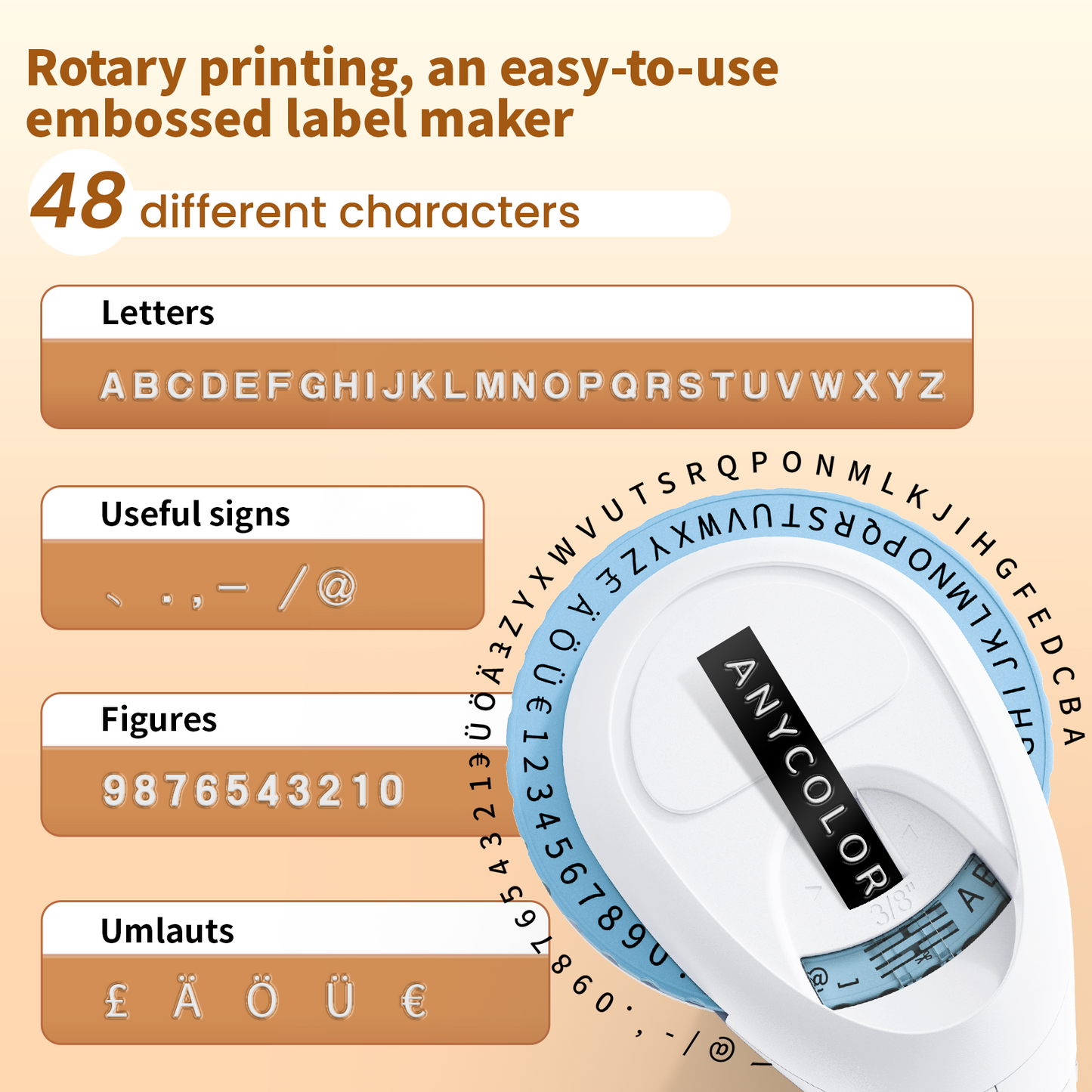 Volengo Omega S Embossed Machine / Embossing Label Maker / 3D Labelling Machine, with 5 Rolls of Label Tape, Label Embossing Machine 9mm, Blue Embossing Label Maker, Suitable for Home, DIY Design