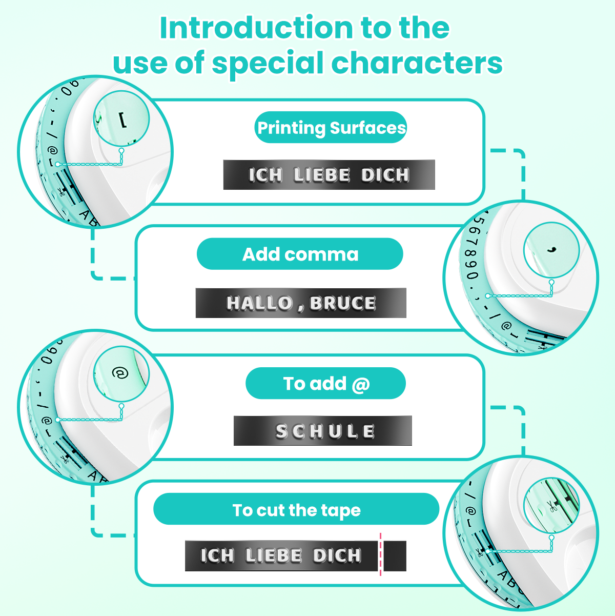 Volengo Omega S Embossing Label Maker, Portable Handheld Retro Label Embosser, Green Manual Embossed Label Maker with 5 Rolls of 9mm Black Embossing Tape, Suitable for The Elderly and Children