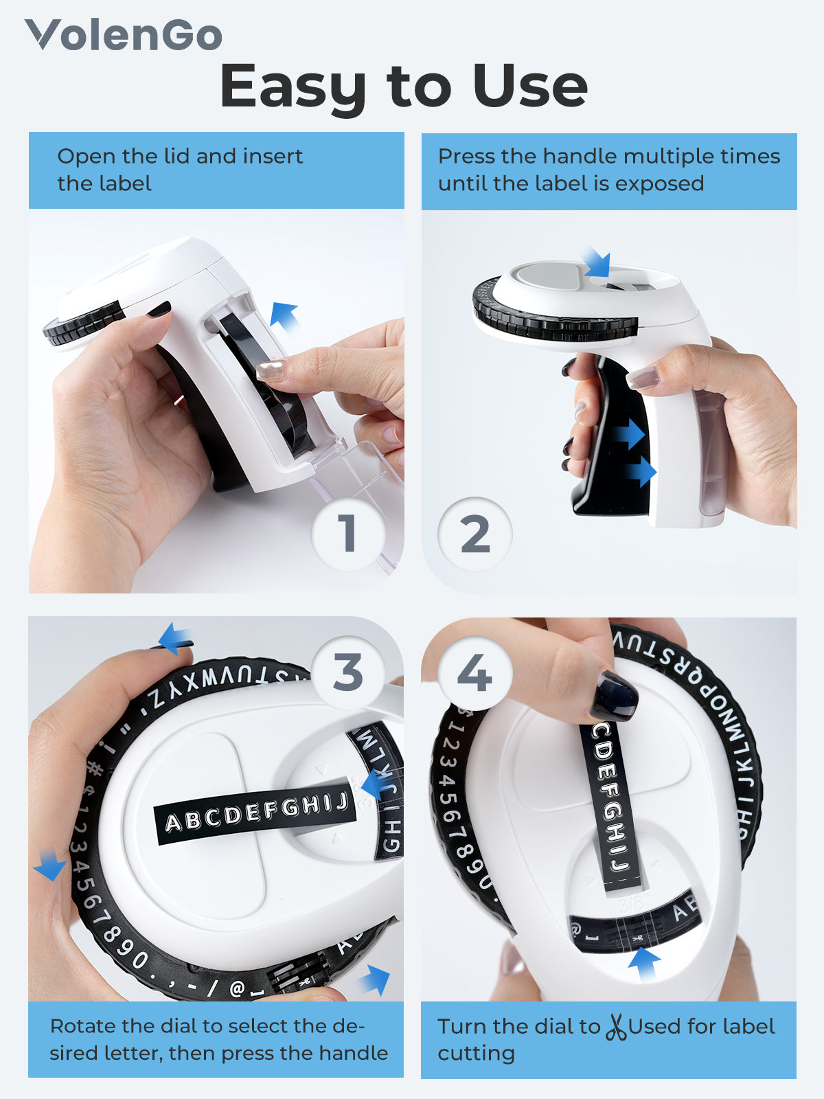 Embossing Label Maker, Embossed Label Maker Machine, Retro Embosser, Vintage & Portable Labeler, 1 Roll Black 3D Plastic Embossing Labeling Tape, Child DIY Crafting, Easy Use Manual Embosser