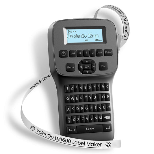 VolenGo Label Maker, Bluetooth Label Maker Machine with Tape, QWERTY Keyboard & Large Backlit Display Portable Rechargeable Labeler, Easy-to-Use for Home/School/Office Organization