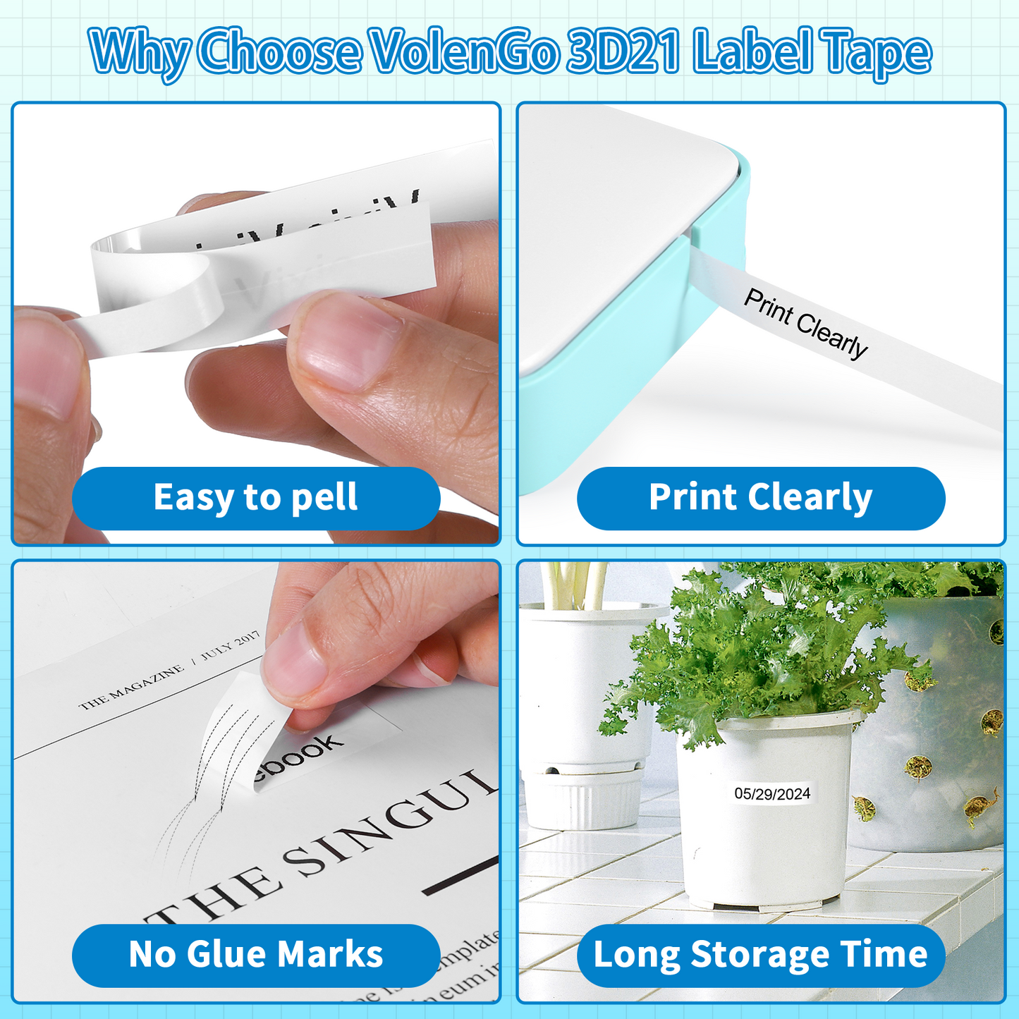 VolenGo Black on White Label Tape, 3D21 2PK Tape Refill Replacement for Dymo D1 Label Tape 45013,Compatible for Dymo LabelManager 160 280 210D Label Maker, for D1600 Labeler, 1/2 Inch x 23Feet