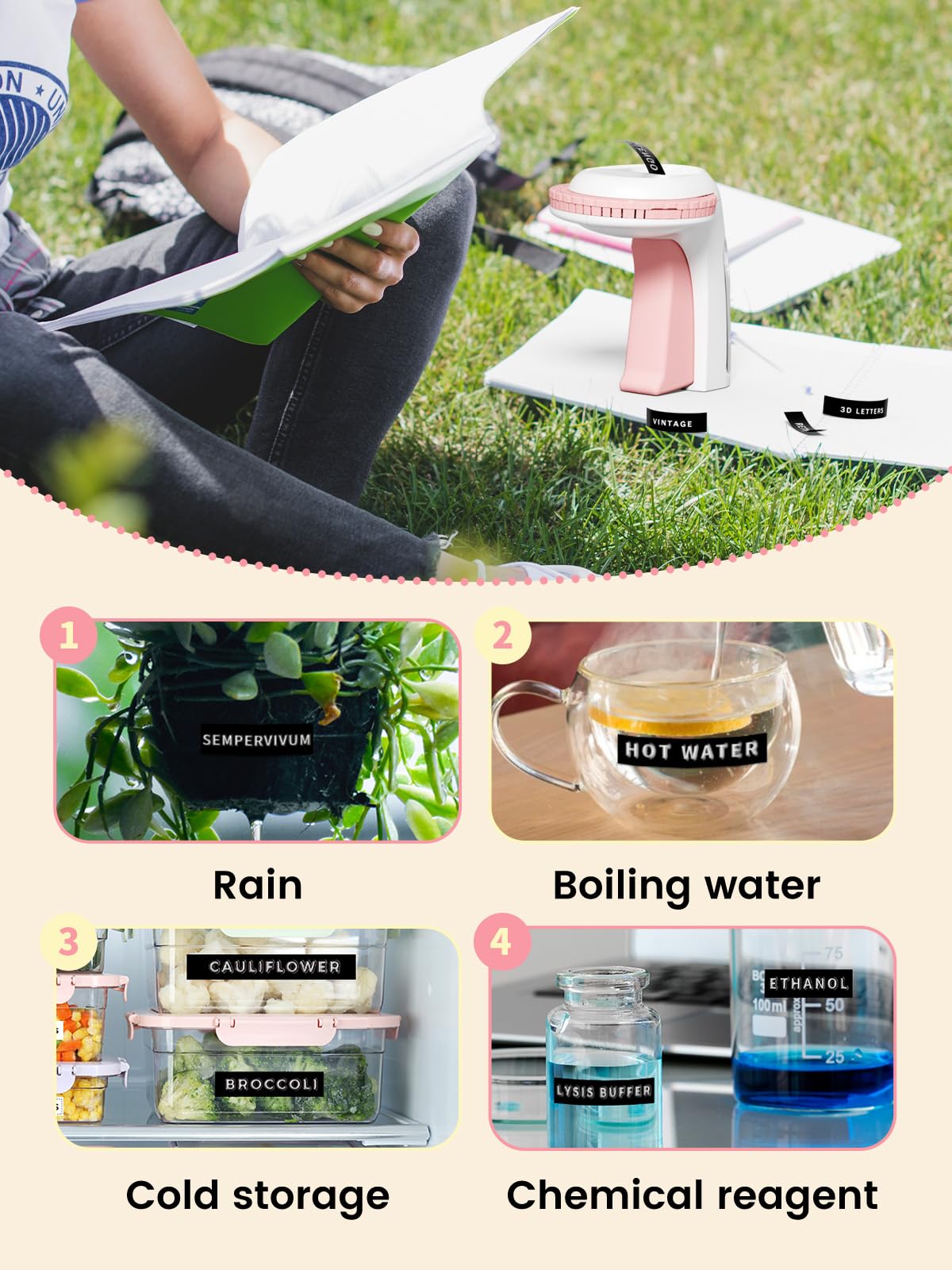 VolenGo Pink Embossing Label Maker Machine with 3 Rolls 3D Plastic 0.35inch 9mm Lamination Embossed Labeling Tapes, Vintage & Portable Embosser, Lightweight Retro Labeler Easy to use