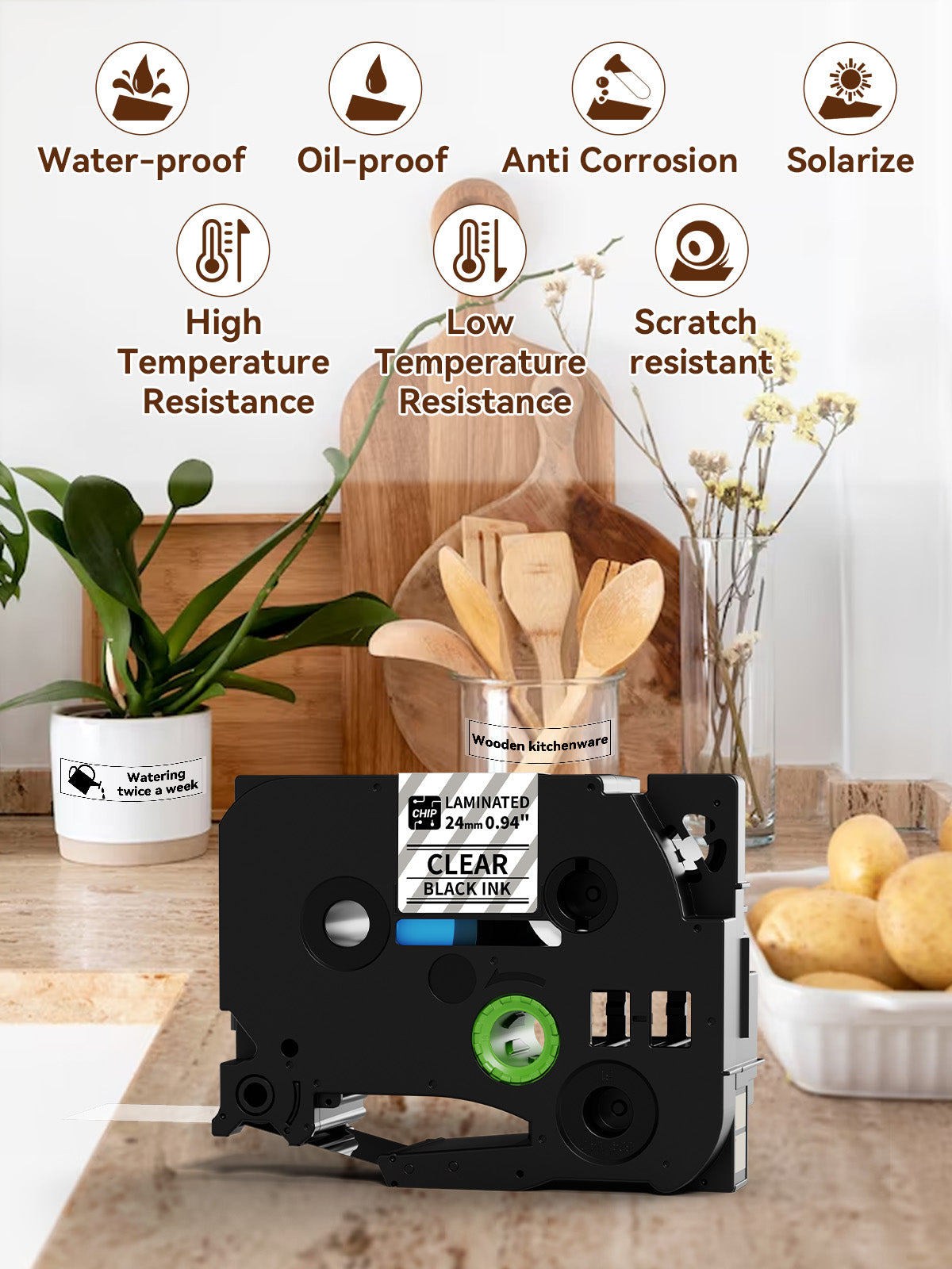 Tze Tz Tape 24mm 0.94'' Laminated Black on Clear Label Tape Compatible for Brother P-Touch Tz-151 TZ151 TZe-151 TZE-151 for Ptouch PT-D600 PT-D610BT PT-P710BT P780BT, 1inch x 26.2feet/4 Packs-VolenGo