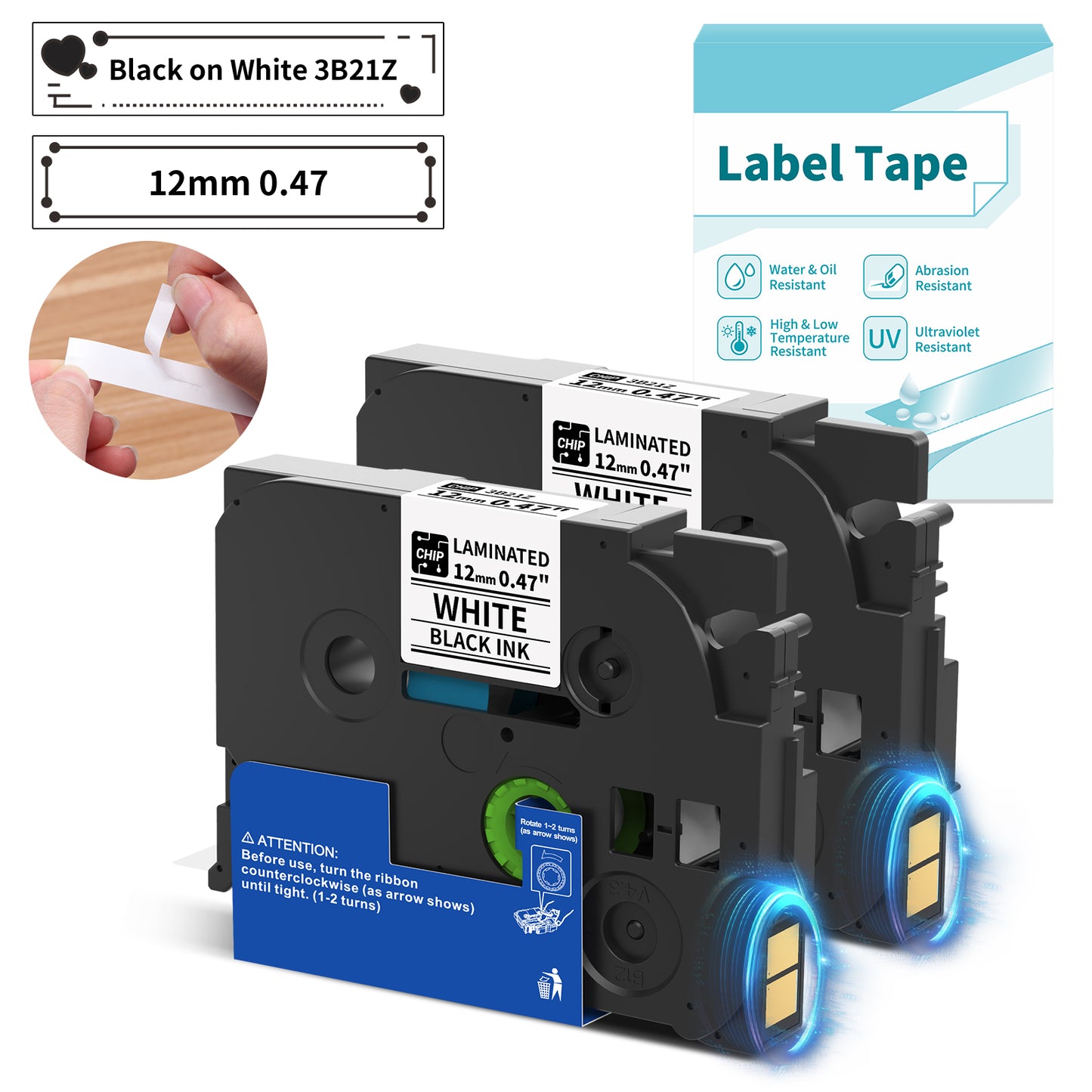 BZ Label Tape 12mm 0.47 Laminated for H1100 D210s Label Maker