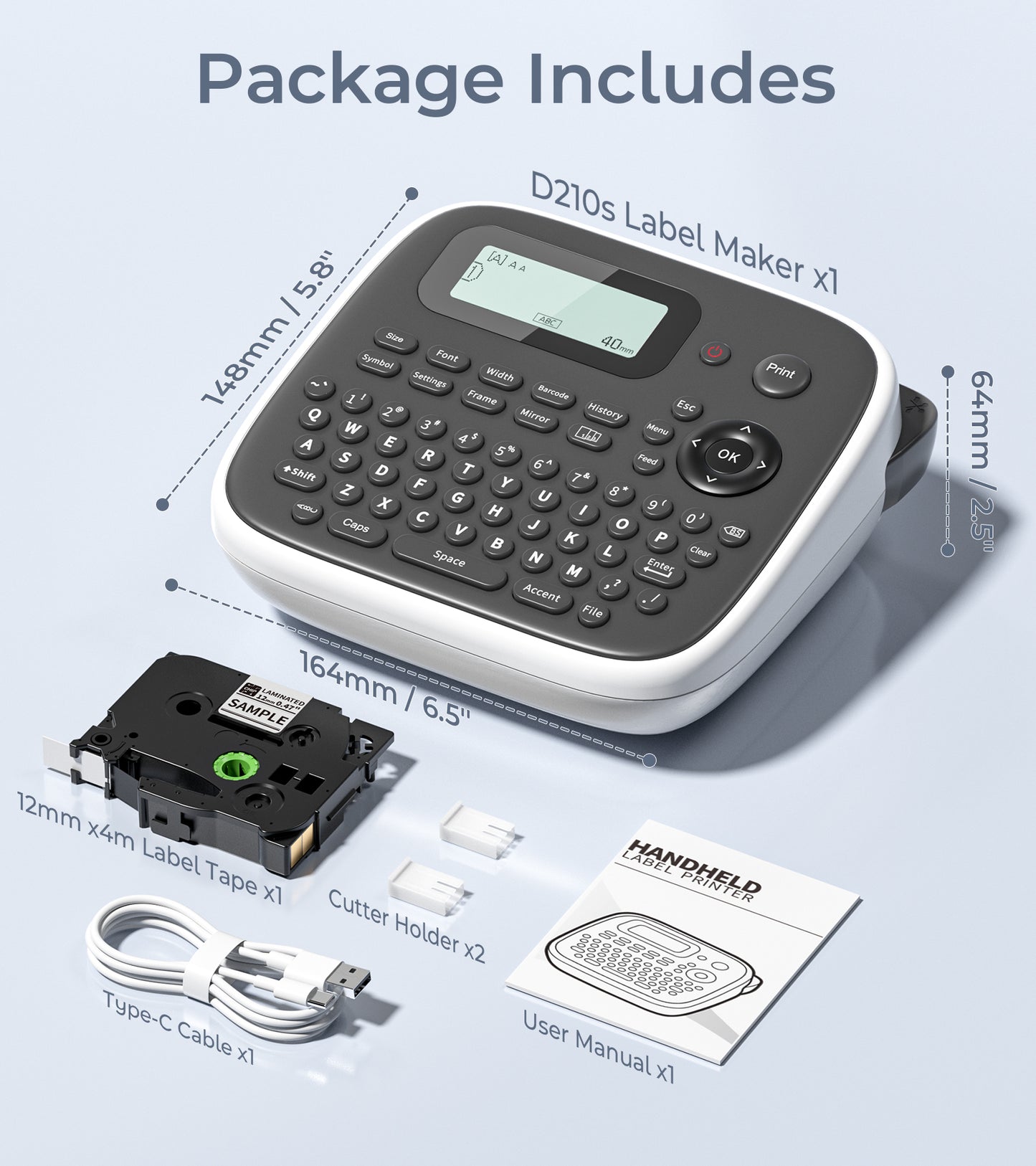 D210s Label Maker Machine with Tape