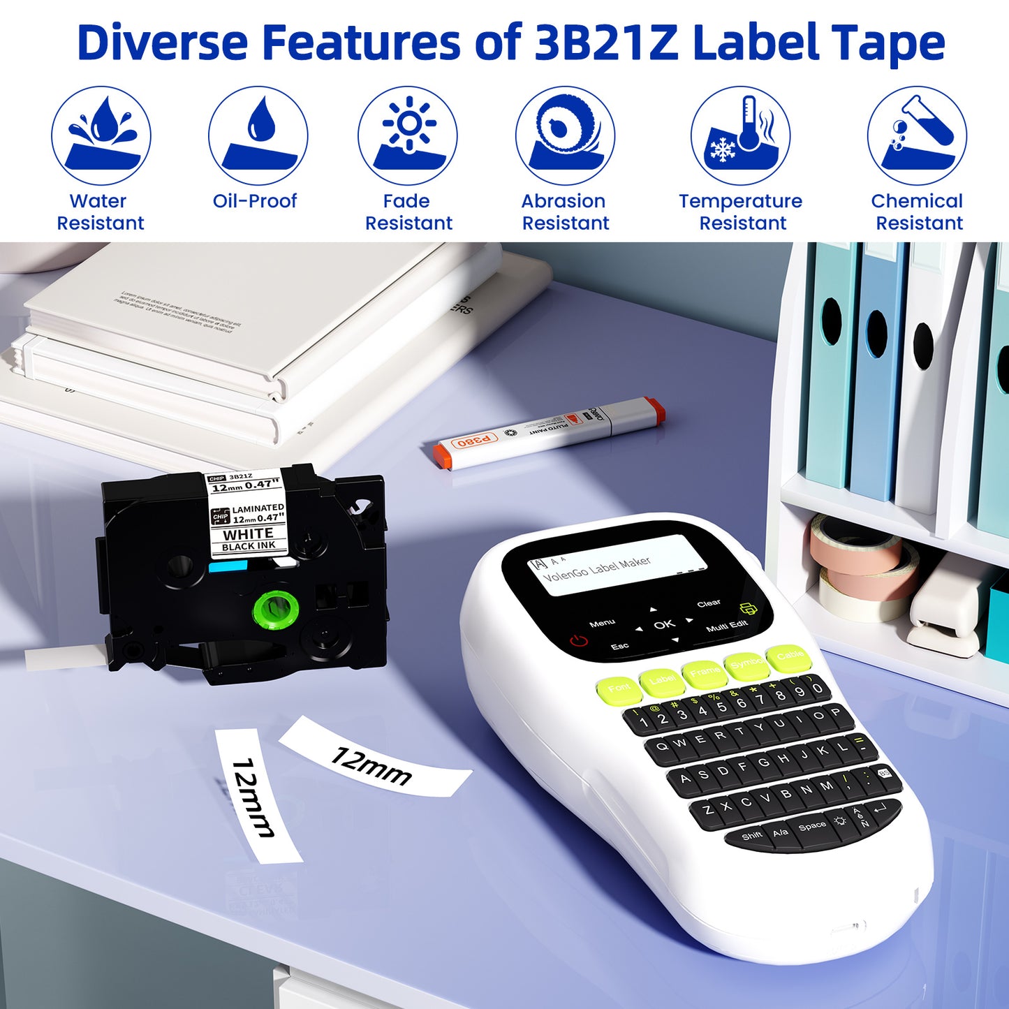 BZ Label Tape 12mm 0.47 Laminated for H1100 D210s Label Maker