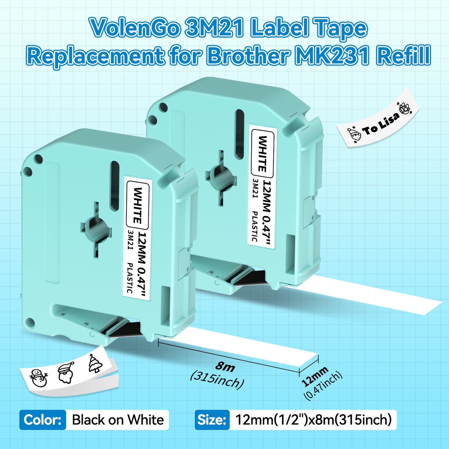 MZ Label Tape 12mm 0.47 for M950 M960 Label Maker