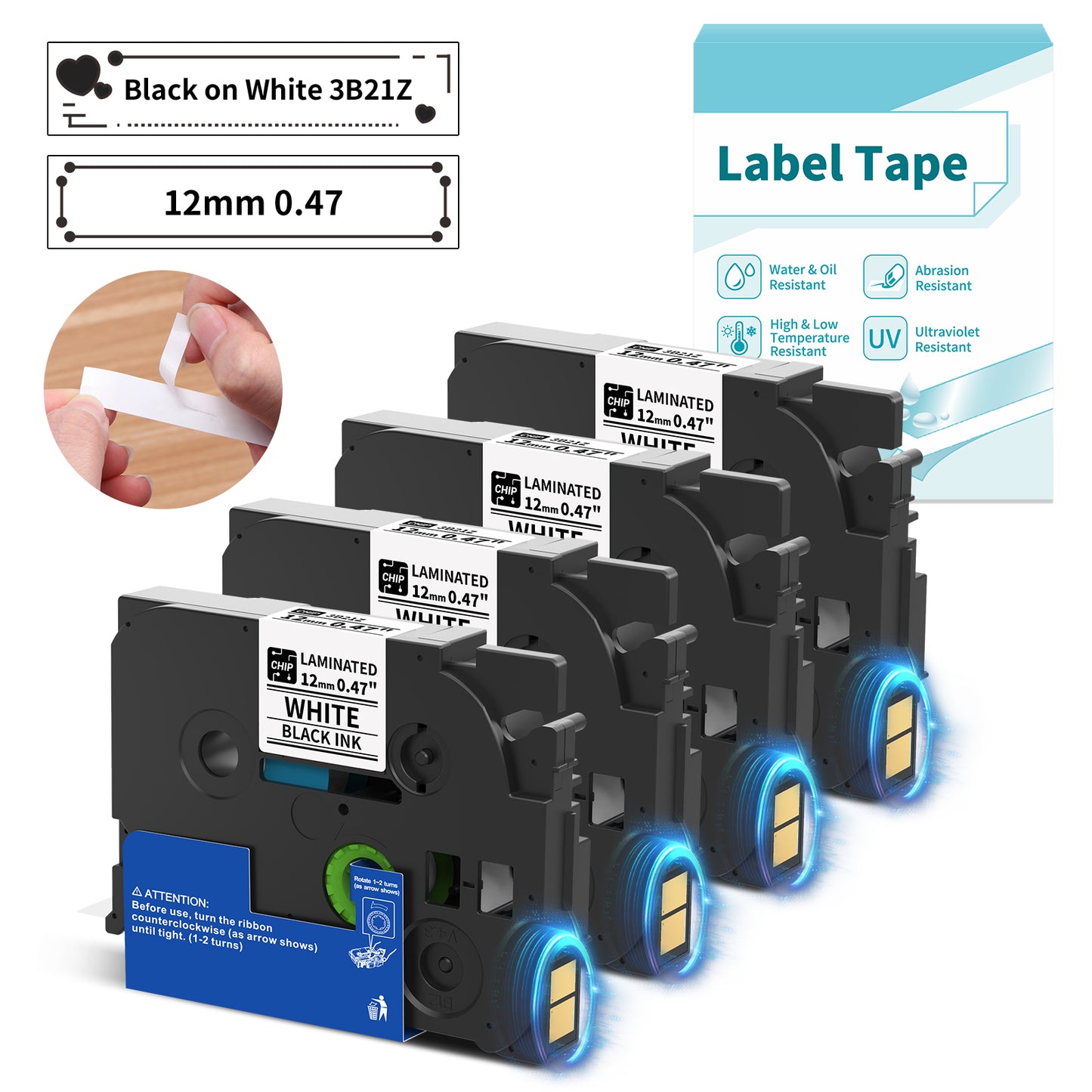 BZ Label Tape 12mm 0.47 Laminated for H1100 D210s Label Maker