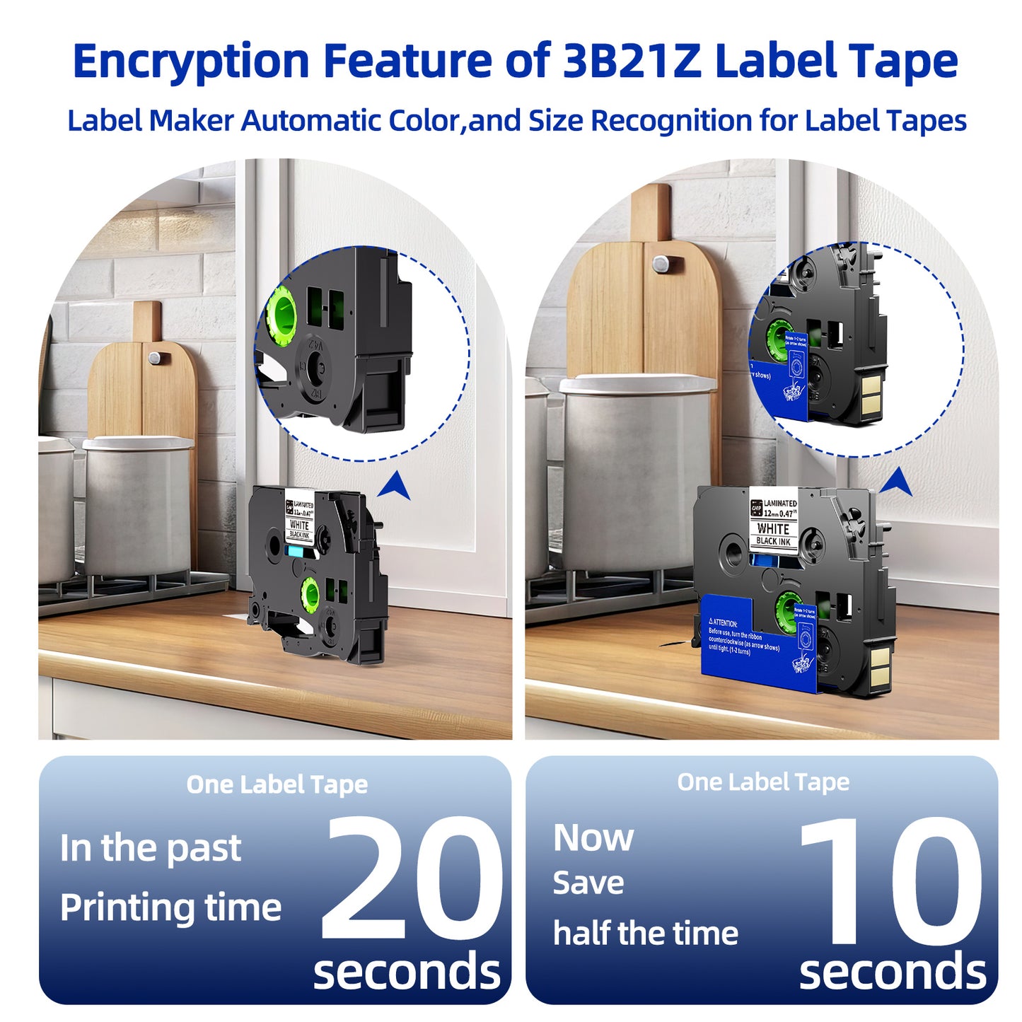 BZ Label Tape 12mm 0.47 Laminated for H1100 D210s Label Maker